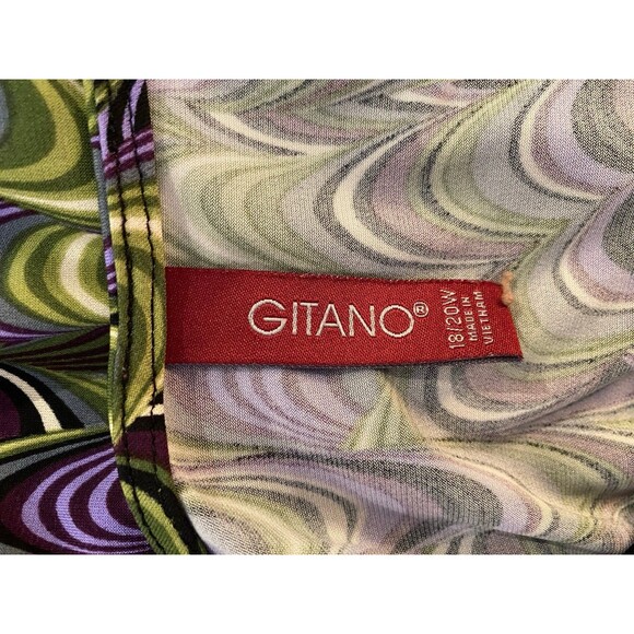 Gitano Plus Size 18-20W Top Short Sleeve Top Square Neck Purple Green  Stretch - Picture 8 of 11